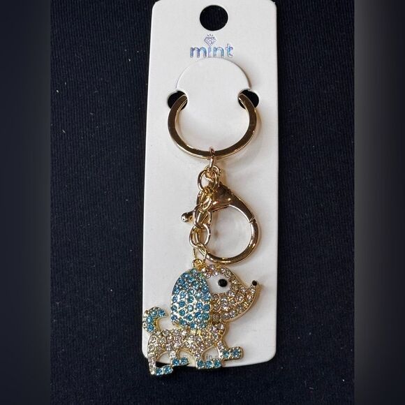 Mint Sparkly Dog Keychain/Purse Charm Blue - Picture 1 of 12